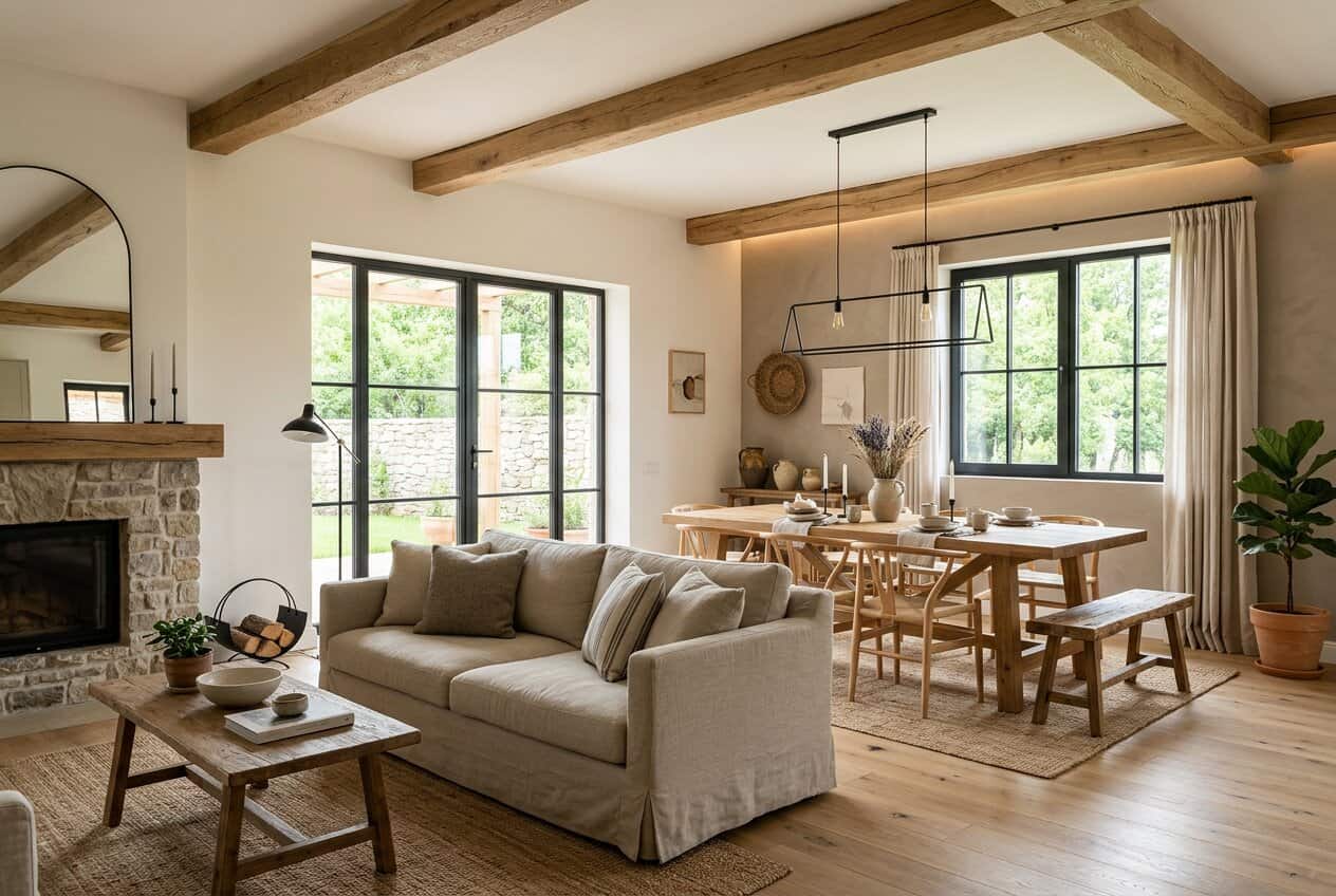 Sufragerie și zonă de dining în stil modern farmhouse